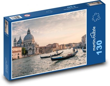 Itálie - Benátky, loďky - Puzzle 130 dílků, rozměr 28,7x20 cm