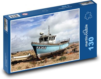 Rybářská loď - rybář, moře   - Puzzle 130 dílků, rozměr 28,7x20 cm