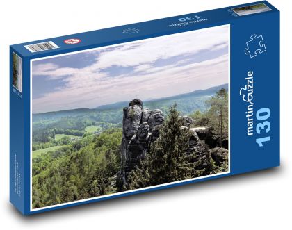 Děčínska skala - krajina, panoráma - Puzzle 130 dielikov, rozmer 28,7x20 cm 
