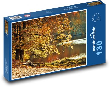 Podzimní krajina - jezero, stromy - Puzzle 130 dílků, rozměr 28,7x20 cm