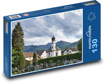 Bavorsko - Německo, kostel - Puzzle 130 dílků, rozměr 28,7x20 cm