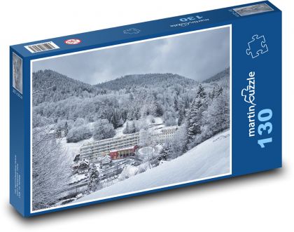 Śnieżna wioska - Niemcy, las - Puzzle 130 elementów, rozmiar 28,7x20 cm