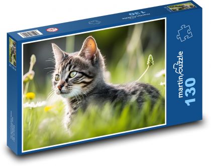 Mačka - mačiatko, domáce zviera - Puzzle 130 dielikov, rozmer 28,7x20 cm 