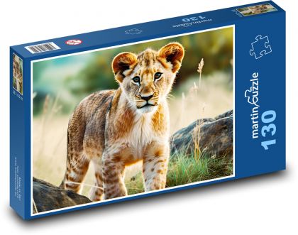 Lev - lev, mláďa - Puzzle 130 dielikov, rozmer 28,7x20 cm 