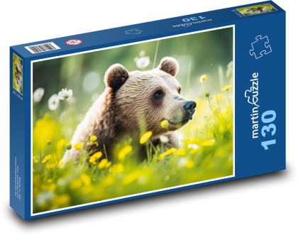 Niedźwiedź - ssak, pastwisko - Puzzle 130 elementów, rozmiar 28,7x20 cm