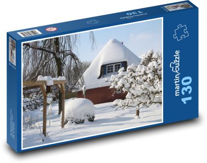 Sníh - zima, krajina - Puzzle 130 dílků, rozměr 28,7x20 cm