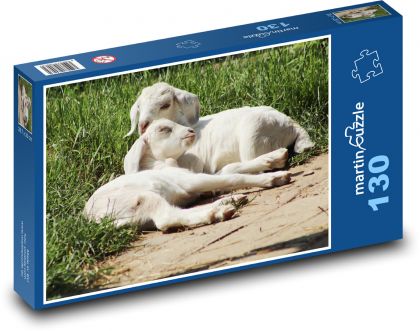 Kozy - kozy, zvieratá - Puzzle 130 dielikov, rozmer 28,7x20 cm 