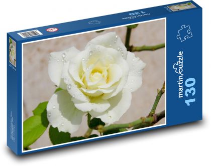 Bílá růže - květina, rostlina - Puzzle 130 dílků, rozměr 28,7x20 cm