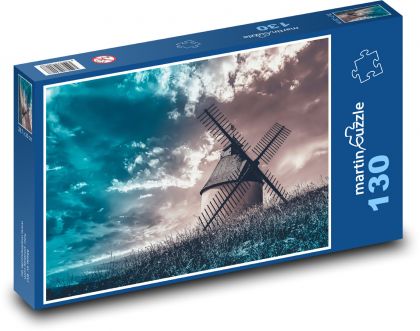 Mlyn - obloha, krajina - Puzzle 130 dielikov, rozmer 28,7x20 cm 