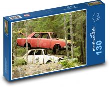 Car wrecks - abandoned cars, forest Puzzle 130 pieces - 28.7 x 20 cm 