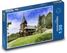 Kostel - krajina, nebe Puzzle 130 dílků - 28,7 x 20 cm