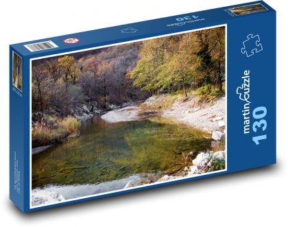 Jesień - rzeka, przyroda - Puzzle 130 elementów, rozmiar 28,7x20 cm
