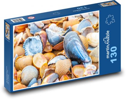 Muszle - skorupiaki, morskie - Puzzle 130 elementów, rozmiar 28,7x20 cm