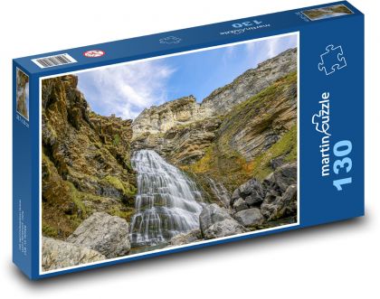 Waterfall - river, rocks - Puzzle 130 pieces, size 28.7x20 cm 