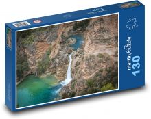 Rieka - vodopád, hora Puzzle 130 dielikov - 28,7 x 20 cm