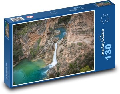 Řeka - vodopád, hora - puzzle 130 dílků