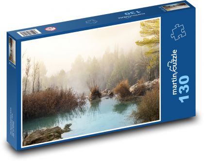 Les v mlze - příroda, jezero - Puzzle 130 dílků, rozměr 28,7x20 cm