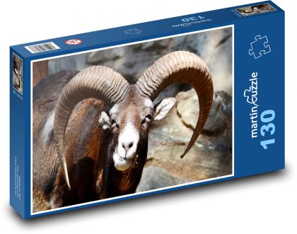 Koza - zviera, rohy - Puzzle 130 dielikov, rozmer 28,7x20 cm 
