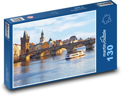 Karlův most - Praha, řeka - puzzle 130 dílků
