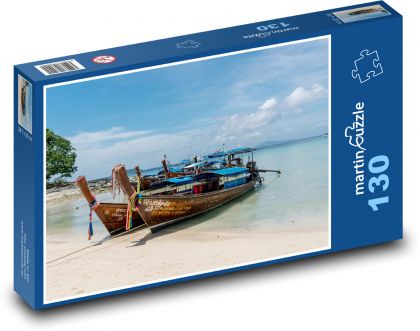 Thajsko - pláž, lodě - Puzzle 130 dílků, rozměr 28,7x20 cm