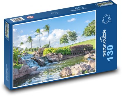 Hawaii - vodopád, Oahu - puzzle 130 dílků