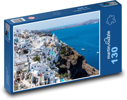 Santorini - Řecko, moře - Puzzle 130 dílků, rozměr 28,7x20 cm