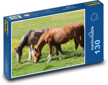 Kůň - pastvina, zvíře - Puzzle 130 dílků, rozměr 28,7x20 cm
