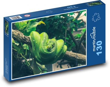 Krajta na stromě - zvíře, had - Puzzle 130 dílků, rozměr 28,7x20 cm