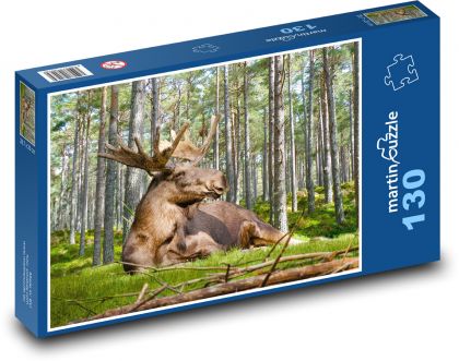 Los - poroże, Szwecja - Puzzle 130 elementów, rozmiar 28,7x20 cm