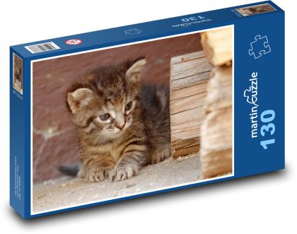 Curious kitten - pet, cub - Puzzle 130 pieces, size 28.7x20 cm 