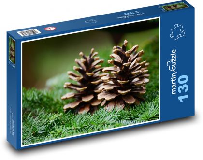 Borovicová šiška - větev, strom  - puzzle 130 dílků