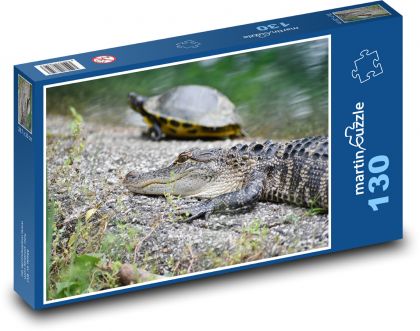 Aligátor - želva, plaz - Puzzle 130 dílků, rozměr 28,7x20 cm