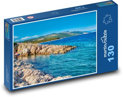 Chorvatsko - skály, pláž - Puzzle 130 dílků, rozměr 28,7x20 cm