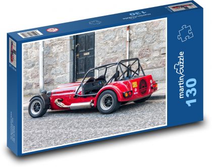 Červené auto - vozidlo, automobil - Puzzle 130 dílků, rozměr 28,7x20 cm