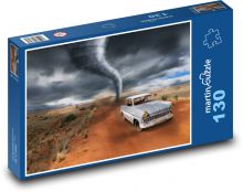 Tornádo - automobil, bouřka Puzzle 130 dílků - 28,7 x 20 cm
