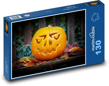 Haloweenská dýně - dekorace, podzim   - Puzzle 130 dílků, rozměr 28,7x20 cm