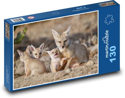 Lisy - zwierzęta, młode - Puzzle 130 elementów, rozmiar 28,7x20 cm
