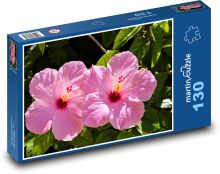 Růžový ibišek - květ, zahrada Puzzle 130 - 28,7x20 cm