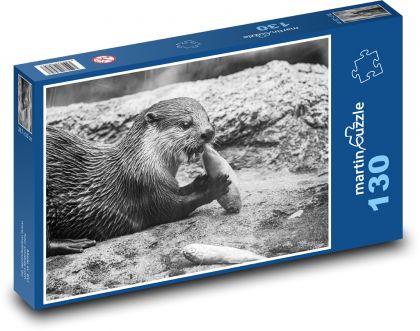 Otter - food, animal - Puzzle 130 pieces, size 28.7x20 cm 