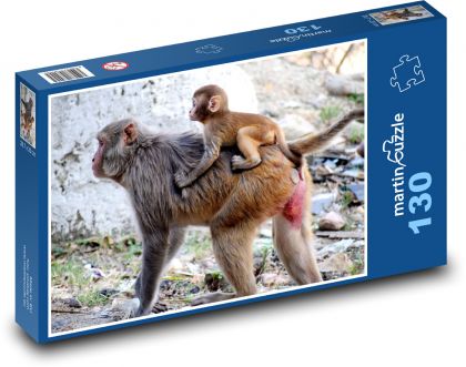 Opice - paviáni, primáti - Puzzle 130 dílků, rozměr 28,7x20 cm