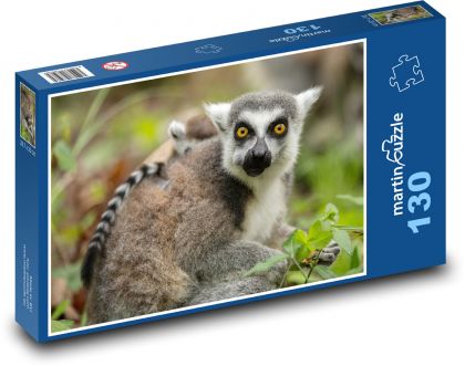 Lemur - matka i młode, zwierzę - Puzzle 130 elementów, rozmiar 28,7x20 cm