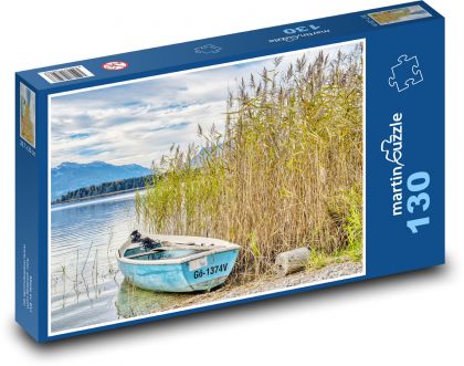 Jazero - loď, trstina - Puzzle 130 dielikov, rozmer 28,7x20 cm 