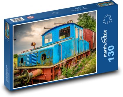 Železnice - lokomotiva, vlak - Puzzle 130 dílků, rozměr 28,7x20 cm