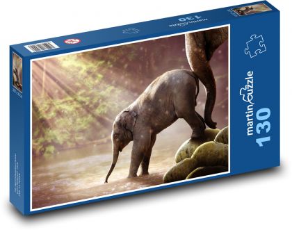 Slůně - slon, zvíře - Puzzle 130 dílků, rozměr 28,7x20 cm