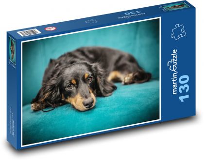 Dog - puppy, couch - Puzzle 130 pieces, size 28.7x20 cm 