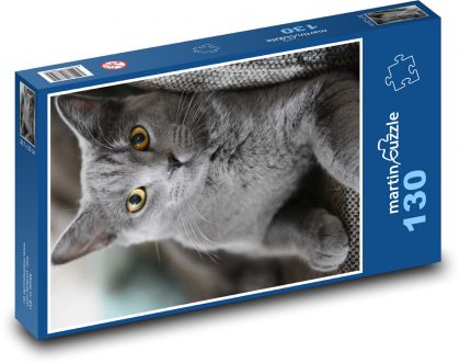 Kočka - mazlíček, britská krátkosrstá   - Puzzle 130 dílků, rozměr 28,7x20 cm