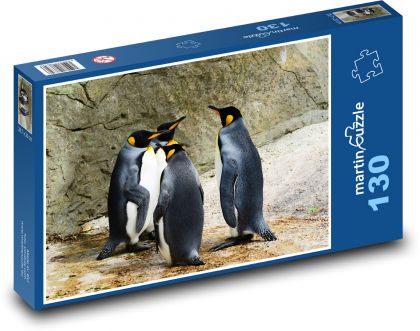 Pingwiny - zwierzęta, ptaki - Puzzle 130 elementów, rozmiar 28,7x20 cm