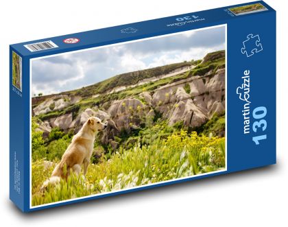 Pes - príroda, krajina - Puzzle 130 dielikov, rozmer 28,7x20 cm 