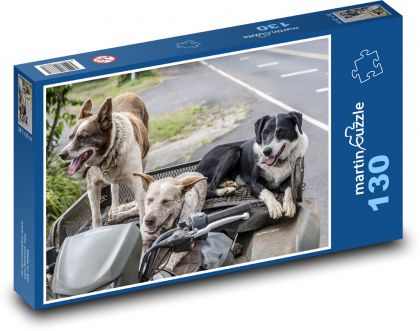 Dogs - Pets, Vehicle - Puzzle 130 pieces, size 28.7x20 cm 