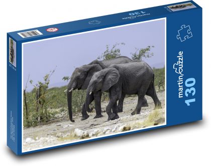 Sloni - zvířata, safari - Puzzle 130 dílků, rozměr 28,7x20 cm